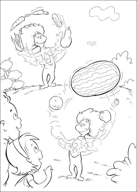 Plansa de colorat cu Cat in the hat 79 81